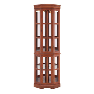 Corner Curio Cabinet With 5 Shelves And Lighting System (E26 Light Bulb Not Included)