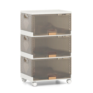 3/4/5/6-Cube Stackable Storage Bins with Detachable Wheels-3 Cube