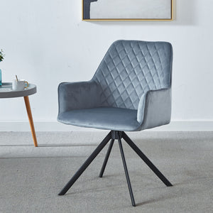 Modern Desk Chair No Wheel, Ergonomic Office Chair Home Office Upholstered Chair, Computer Chair For Bedroom, Reception Room, Living Room With Metal Legs - Blue by Couch.com