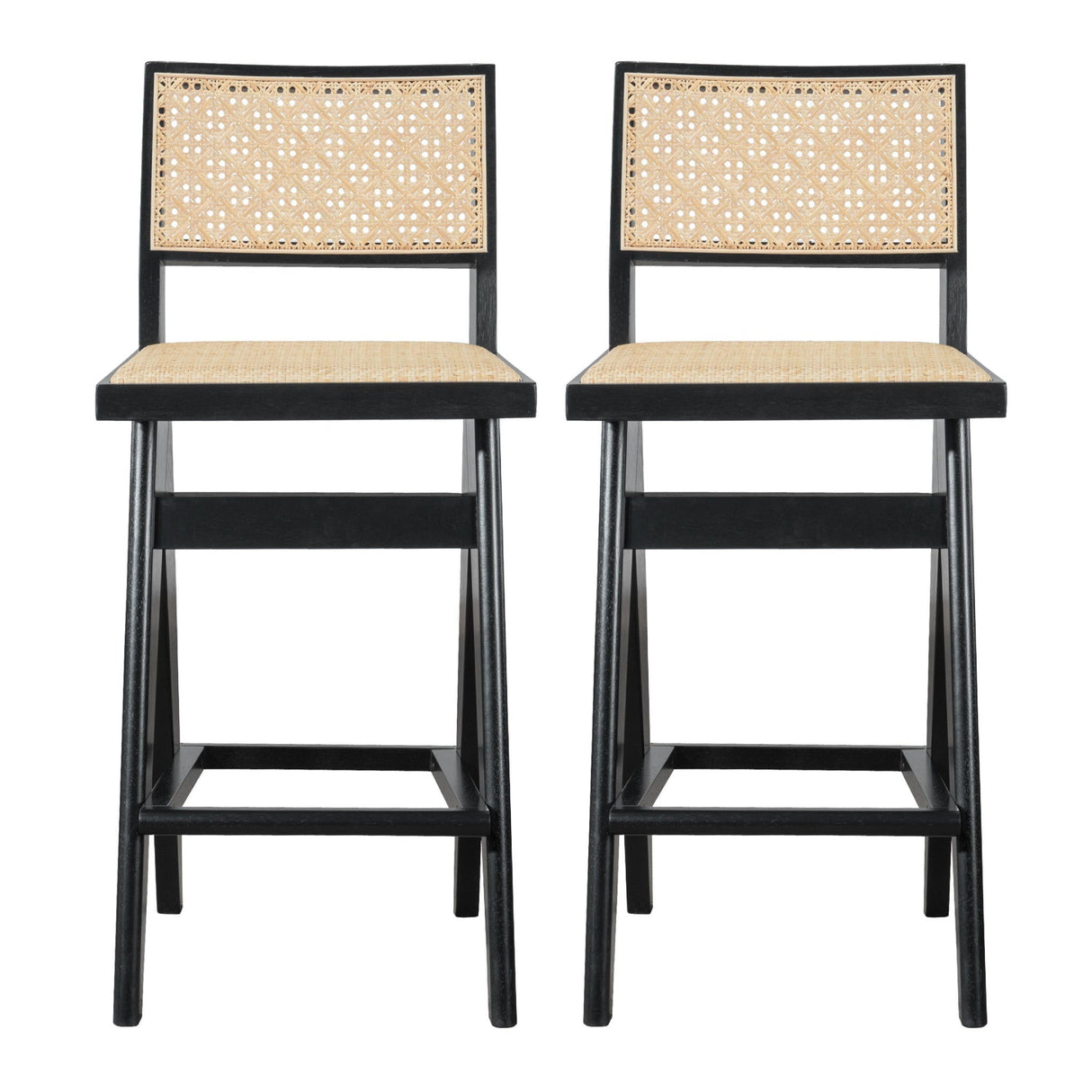 Keira - Bar Stool (Set of 2) - Black / Rattan by Couch.com