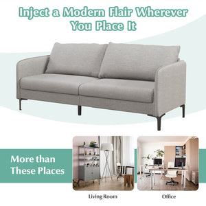Modern 76 Inch Loveseat Sofa Couch for Apartment Dorm with Metal Legs-Gray