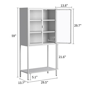 Heavy Duty Metal Storage Cabinet, Display Storage Cabinet With Glass Doors And 2 Adjustable Shelves, Tall Bookcase Modern Bookshelf Cabinet For Home Office, Living Room, Pantry by Couch.com