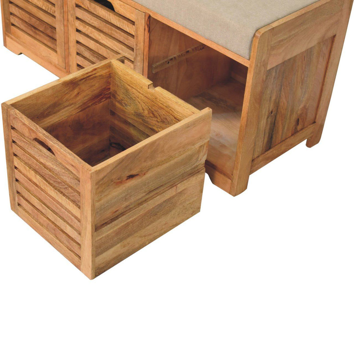 Shutter Shoe Bench, 3 Drawer - Oak by Couch.com