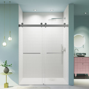 Frameless Double Sliding Soft-Close Shower Door, 3 / 8" (10Mm) Thick SGCC Tempered Glass Door, Matte by Couch.com