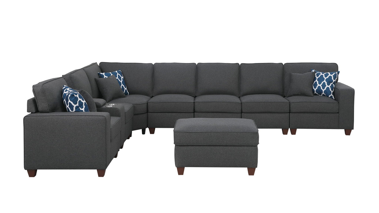 Hannah - Sectional Sofa With Ottoman - Dark Gray by Couch.com