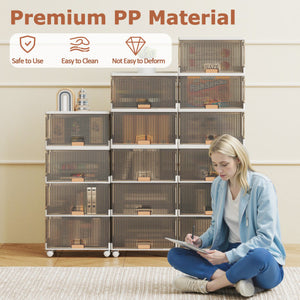 3/4/5/6-Cube Stackable Storage Bins with Detachable Wheels-4 Cube