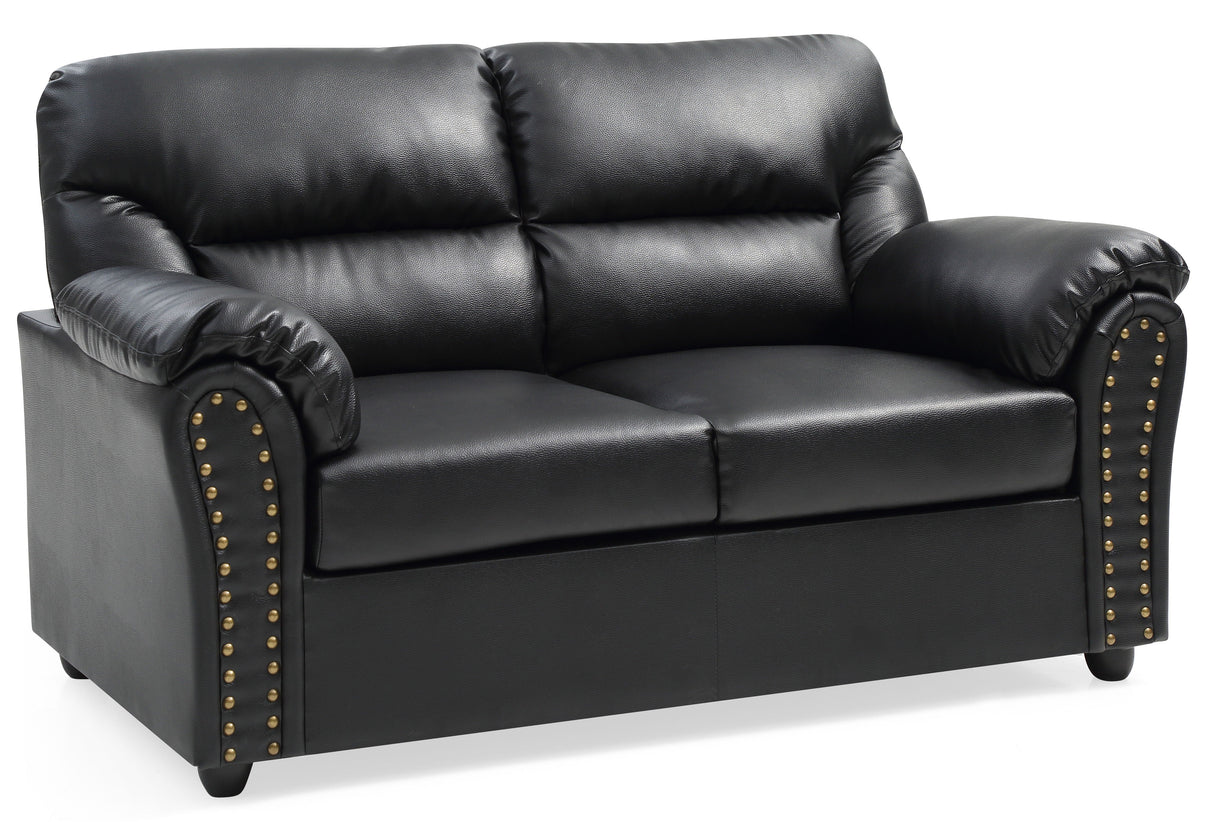 Chic Padded Love Seat For Modern Living - Black by Couch.com
