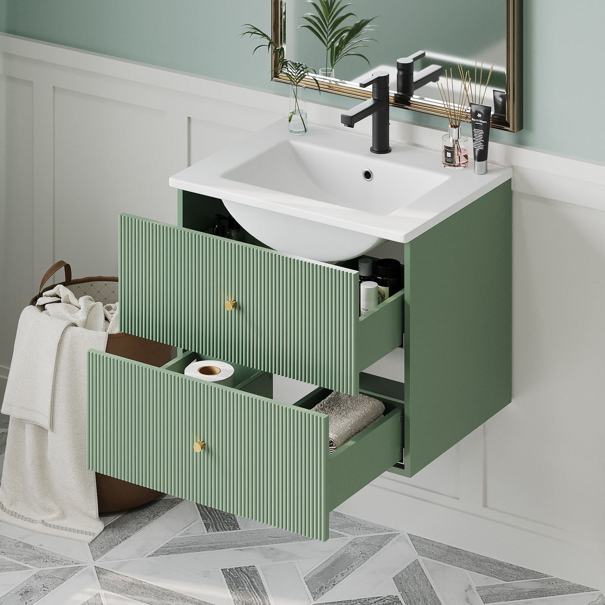 Wall Mounted Bathroom Vanity With 2 Drawers, Ideal For Small Bathrooms by Couch.com