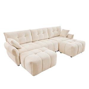 Elegant Sofa Set With Ottoman And Pillows, Textured Chenille, High Resilience Cushions by Couch.com