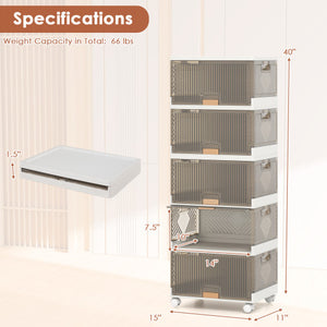 3/4/5/6-Cube Stackable Storage Bins with Detachable Wheels-5 Cube