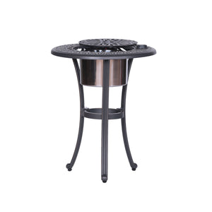 Outdoor Patio Aluminum Round Bistro Table/Side Table With Ice Bucket - Gunmetal by Couch.com