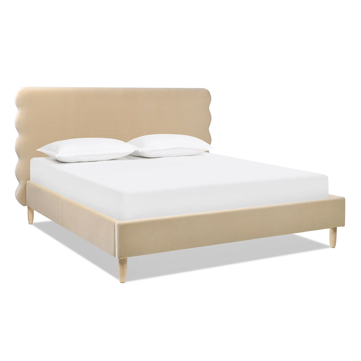 Stockholm - Modern Wavy Headboard Platform Bed by Couch.com