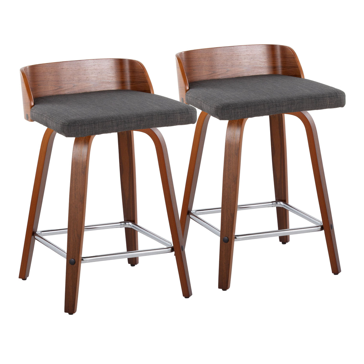 Maya - Mid Century Modern Fixed Height Counter Stool With Swivel With Square Footrest (Set of 2) by Couch.com
