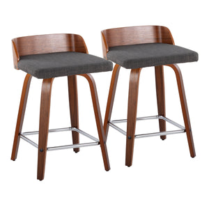Maya - Mid Century Modern Fixed Height Counter Stool With Swivel With Square Footrest (Set of 2) by Couch.com