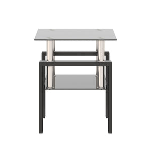 Modern Tempered Glass Tea Table, End Square Table For Living Room - Black by Couch.com