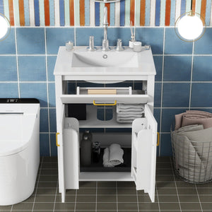 Bathroom Vanity Combo With Ceramic Sink, Luxurious Space-Saving Vanity, 2 Soft Close Doors by Couch.com