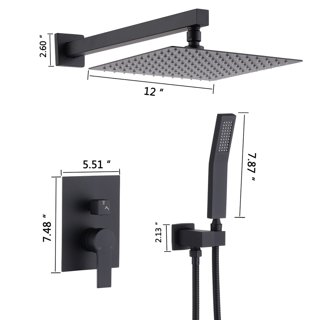 Luxury Bathroom Ceiling Mount Rain Mixer Shower System With Brushed Finish by Couch.com