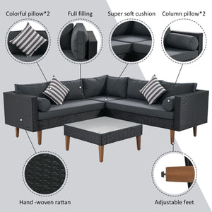 4 Pieces Outdoor Wicker L-Shape Sofa Set by Couch.com