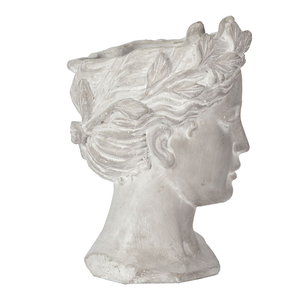 Greek Style Cement Head Planter Indoor Outdoor Home Garden Decor - Gray by Couch.com
