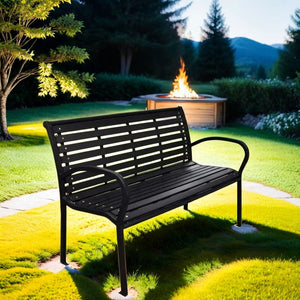 Patio Bench Steel - Black by Couch.com