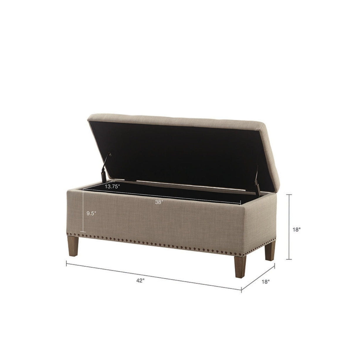 Modern Tufted Top Soft Close Storage Bench With Button Detailing - Light Gray by Couch.com
