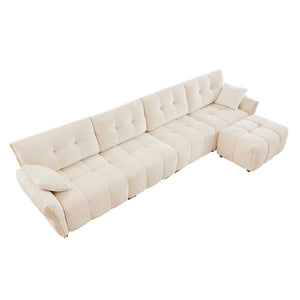 Elegant Sofa Set With Ottoman And Pillows, Textured Chenille, High Resilience Cushions by Couch.com
