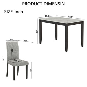 Modern 5 Piece Dining Set With Faux Marble Tabletop For Kitchen Or Dining Room - White / Dark Espresso by Couch.com