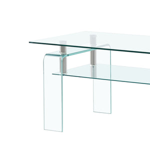 Modern Tempered Glass Coffee Table With 2 Tier Storage For Living Room by Couch.com