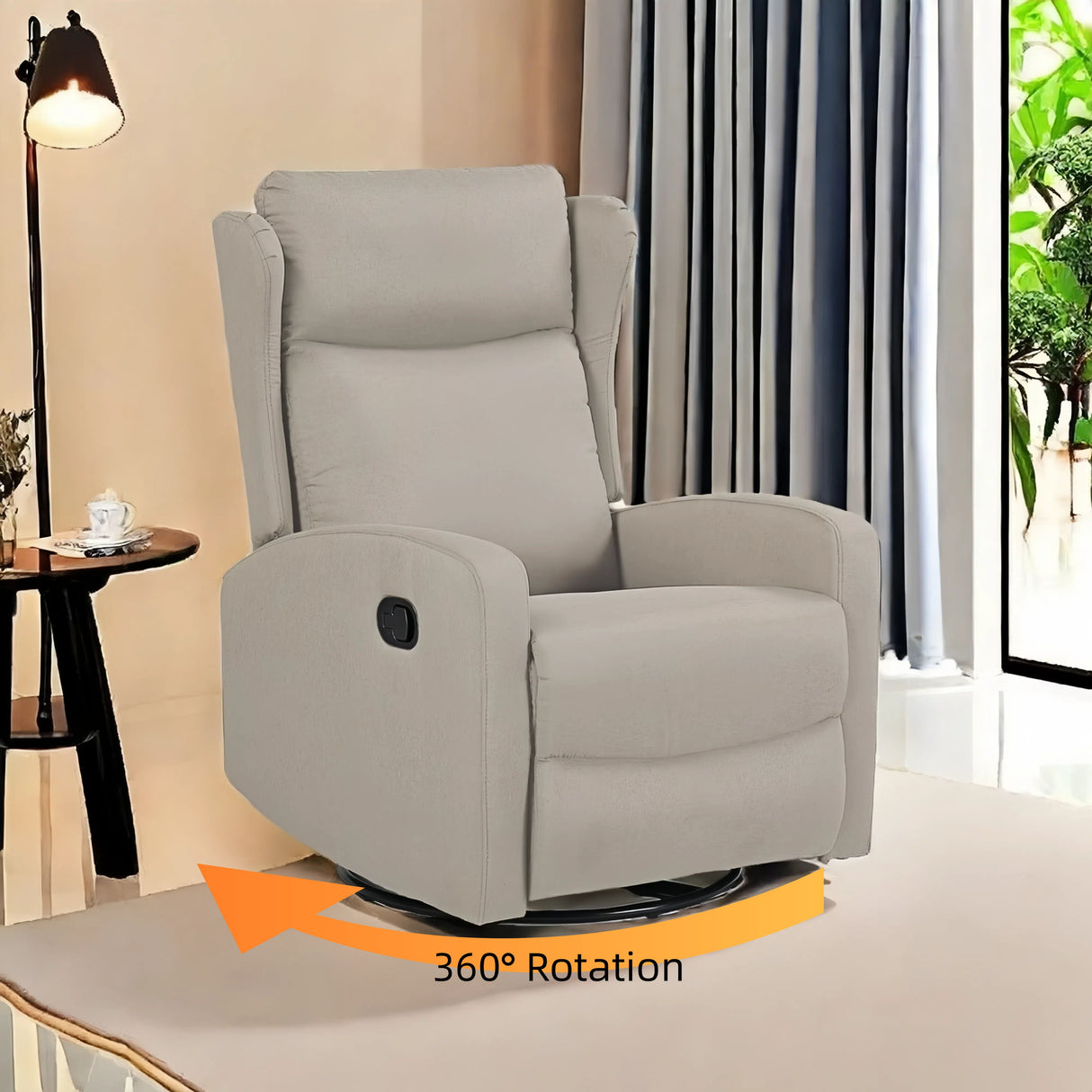 Rocking Swivel Recliner Chair For Living Room, 360 Degree Swivel, Adjustable Modern Reclining Chair, Classic And Traditional Recliner Sofa With Lumbar Support - Ligth Gray by Couch.com