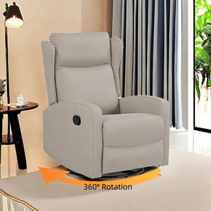 Rocking Swivel Recliner Chair For Living Room, 360 Degree Swivel, Adjustable Modern Reclining Chair, Classic And Traditional Recliner Sofa With Lumbar Support - Ligth Gray by Couch.com