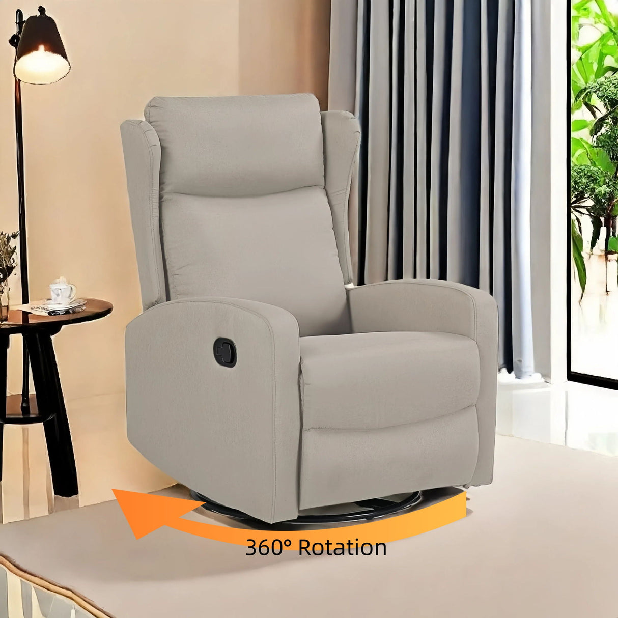 Rocking Swivel Recliner Chair For Living Room, 360 Degree Swivel, Adjustable Modern Reclining Chair, Classic And Traditional Recliner Sofa With Lumbar Support - Ligth Gray by Couch.com