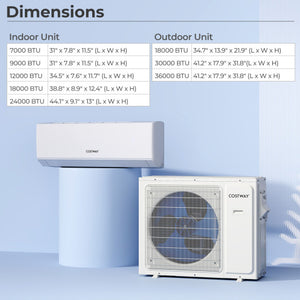 30000 BTU 3 Zone 23 SEER2 Mini Split Air Conditioner Wifi Enabled with Heat Pump-7K + 12K + 12K