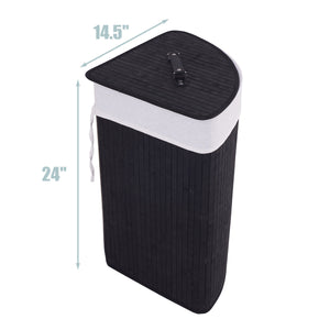 Corner Bamboo Hamper Laundry Basket-Natural