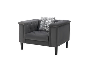 Mary - Velvet Tufted Chair With 1 Accent Pillow - Dark Gray by Couch.com