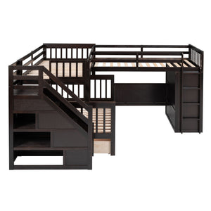 L Shaped Bunk Bed With 3 Drawers, Portable Desk And Wardrobe by Couch.com