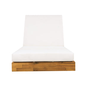 Acacia Wood Chaise Lounge with Cushion