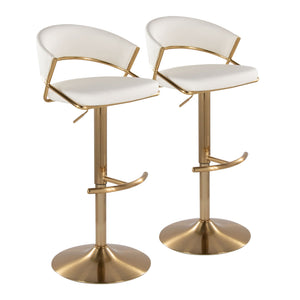 Jie - Contemporary Adjustable Barstool With Swivel With Rounded T Footrest (Set of 2) by Couch.com