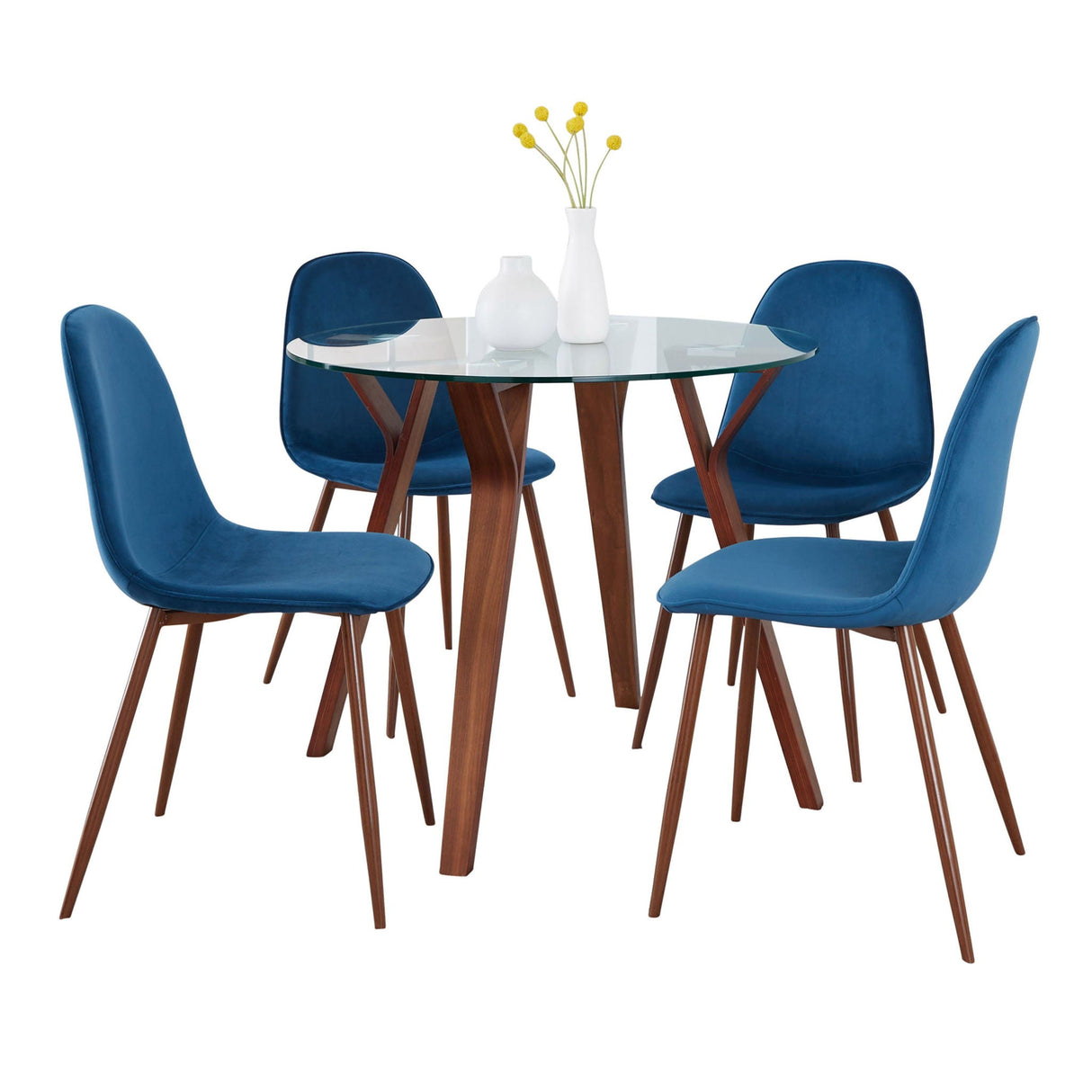 Folia - 5 Piece Round Pebble Mid Century Modern Dining Set by Couch.com