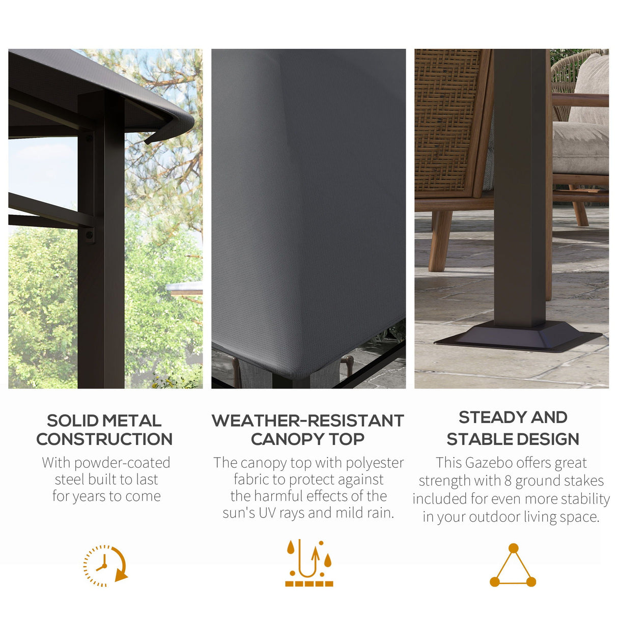 Outsunny - 10' x 10' Soft Top Patio Gazebo Outdoor Canopy With Unique Geometric Design Roof, All-Weather Steel Frame - Gray by Couch.com