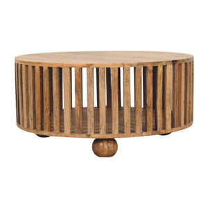 Slatted Round Coffee Table - Beige by Couch.com