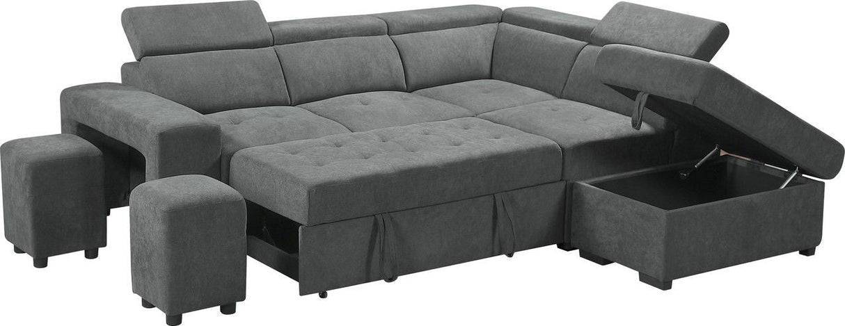 Henrik - Sleeper Sectional Sofa With Storage Ottoman And 2 Stools by Couch.com