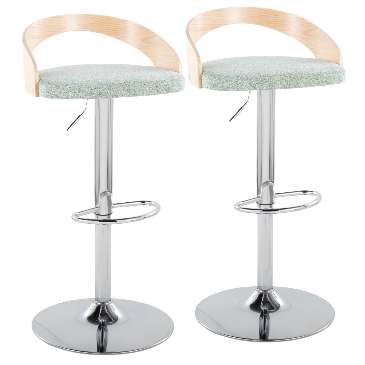 Grotto - Mid Century Modern Adjustable Height Barstool & Swivel With Oval Footrest (Set of 2) by Couch.com