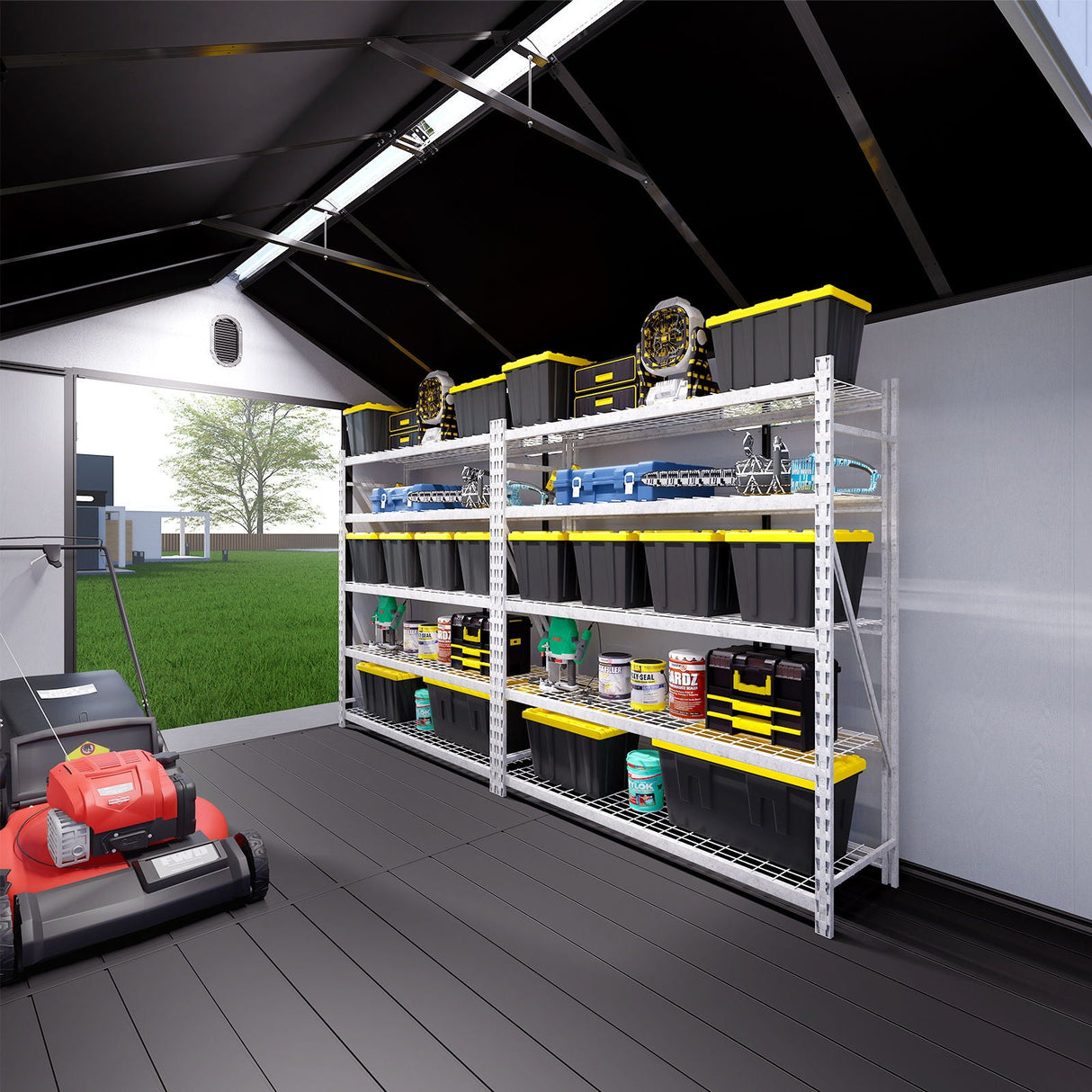 8 Ft. W X 12 Ft. D Plastic Storage Shed With Floor - Black / Gray by Couch.com