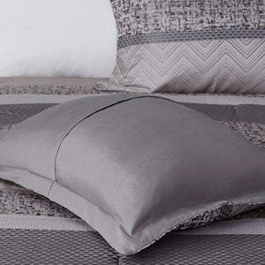 7 Piece Jacquard Comforter Set Grey Taupe King