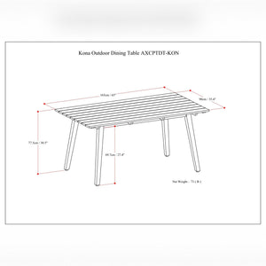 Kona - Outdoor Dining Table - Light Teak
