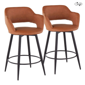 Margarite - Contemporary Fixed Height Counter Stool With Swivel With Round Footrest (Set of 2) by Couch.com
