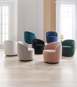 Velvet Fabric Swivel Accent Armchair Barrel Chair With Powder Coating Metal Ring by Couch.com