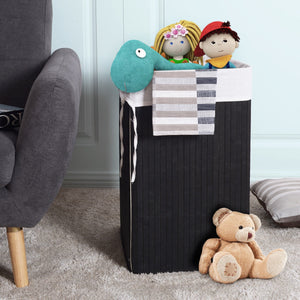 Corner Bamboo Hamper Laundry Basket-Natural