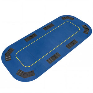 79 Inch x 36 Inch 8-Player Foldable Poker Table Top with Carry Bag and Cup Holders-Blue