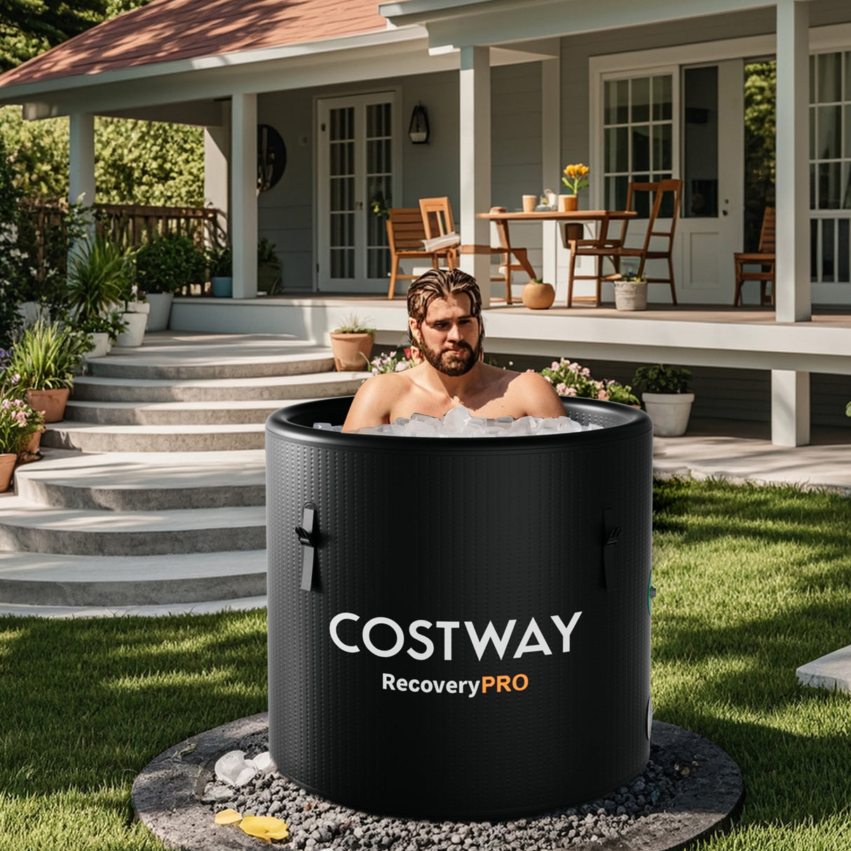 79 Gal Water Chiller Compatible Cold Plunge Tub with Cover-Black